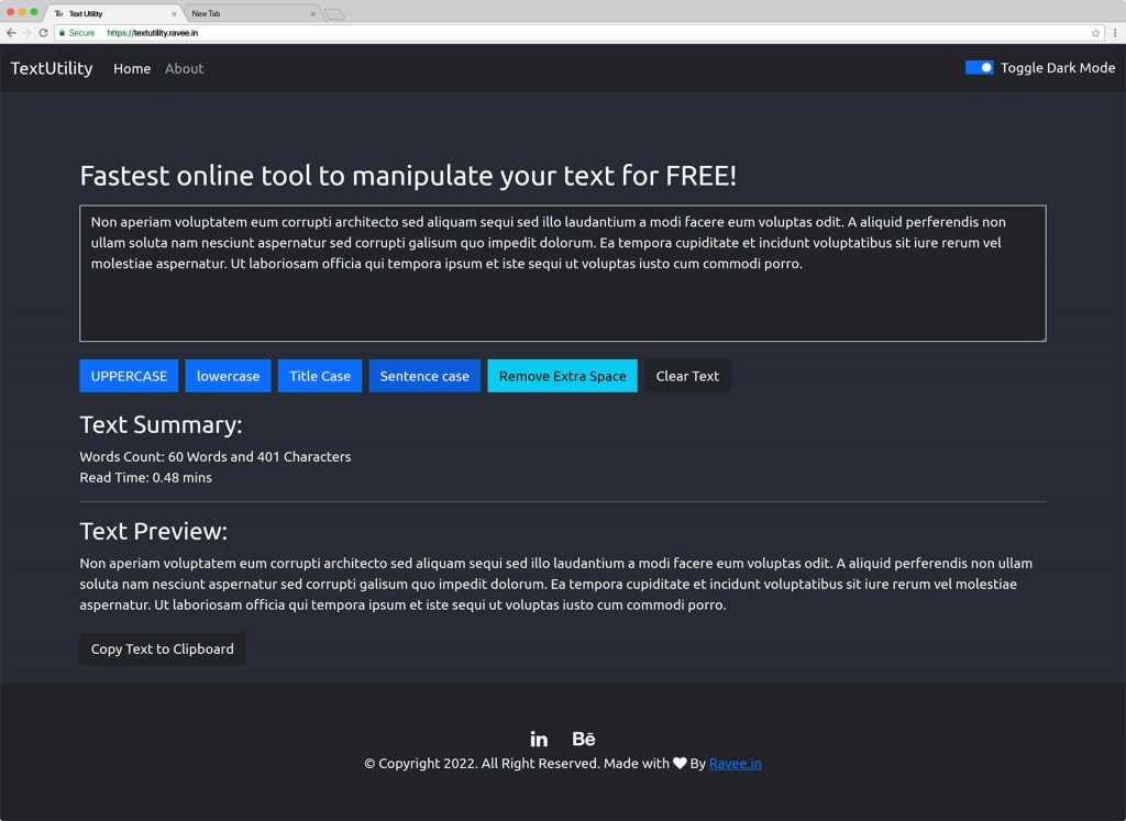 TextUtility - Dark Mode